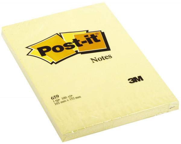 Post-it® 659 Haftnotizen - kanariengelb - 102 x 152 mm