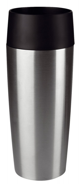Travel Mug Isolierbecher - 0,36 Liter, Edelstahl/schwarz gebürstet