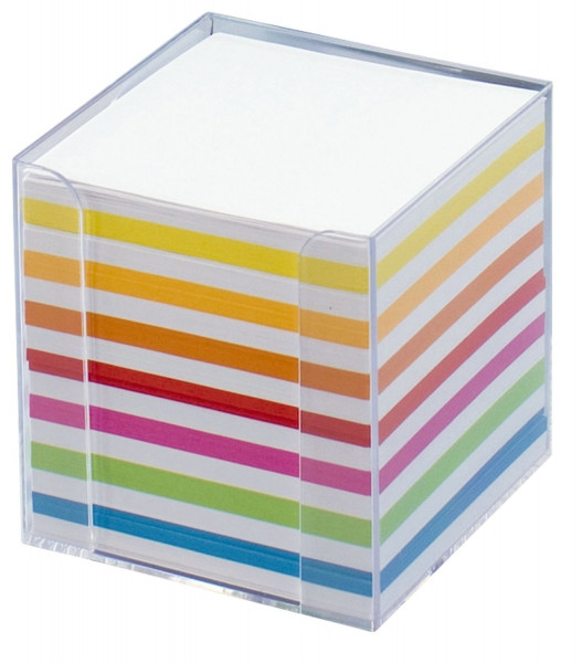 Folia Zettelbox glasklar 9,5x9,5x9,5cm, weiß / bunt, 700 Blatt