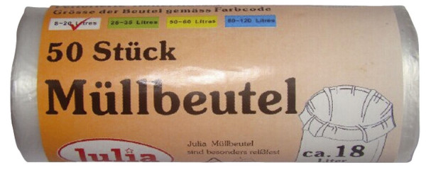 Julia Mülleimerbeutel natur, ca. 18 Liter 50 Stück