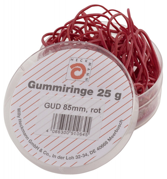 Gummiringe - Ø85 mm, Dose mit 25g, rot