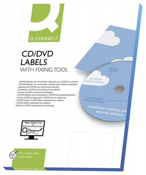 Q-Connect CD-Etiketten Classic Size, weiß, 50 Stück/25