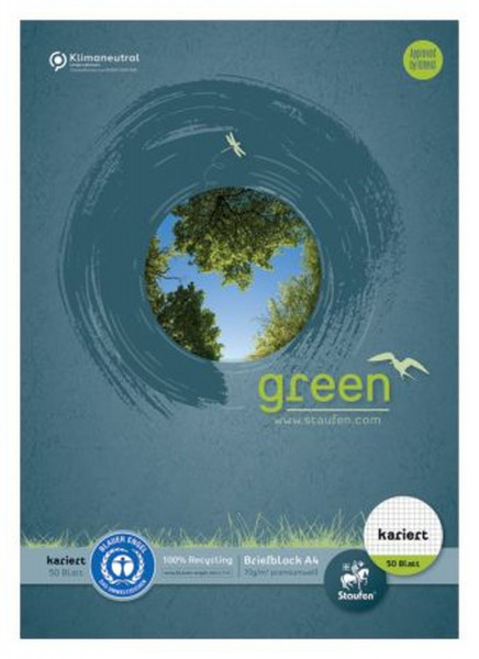 Staufen® green Briefblock A4 50 Blatt 70g/qm 5mm kariert