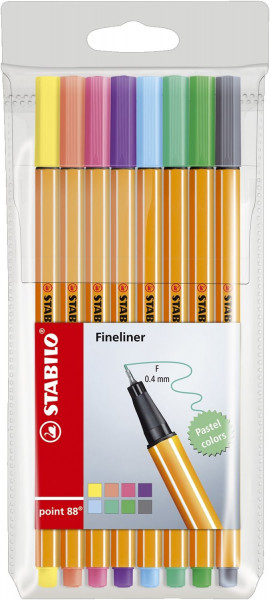 Fineliner Stabilo® point 88® - Etui "Pastell", mit 8 Stiften
