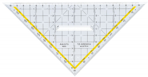 Zeichendreieck TZ-Dreieck®, Plexiglas® mit Griff, 225 mm, glasklar