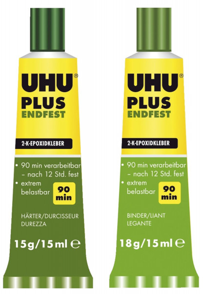 UHU® PLUS ENDFEST 300, 2-Komponenten-Epoxidharzkleber, ohne Lösungsmittel, 33 g