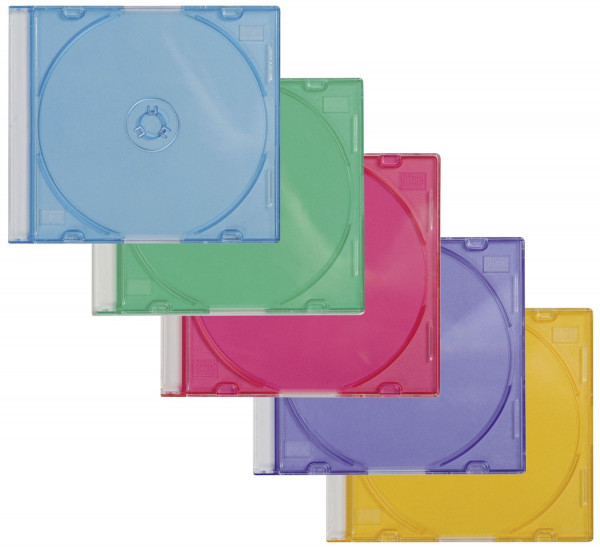 CD-Boxen Slim Line für 1 CD/DVD sortiert, Packung 25 Stück
