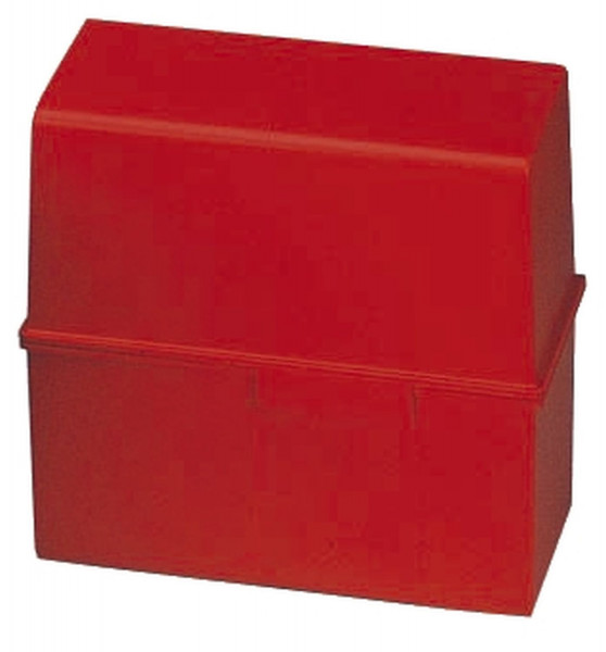 Karteibox DIN A8 quer,für 200 Karten mit Stahlscharnier, rot