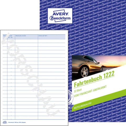 Zweckform 1222 Fahrtenbuch, A5, 32 Blatt, weiß
