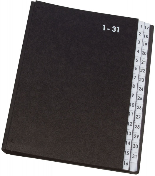 Q-Connect Pultordner Pappe 1-31, 32 Fächer, schwarz