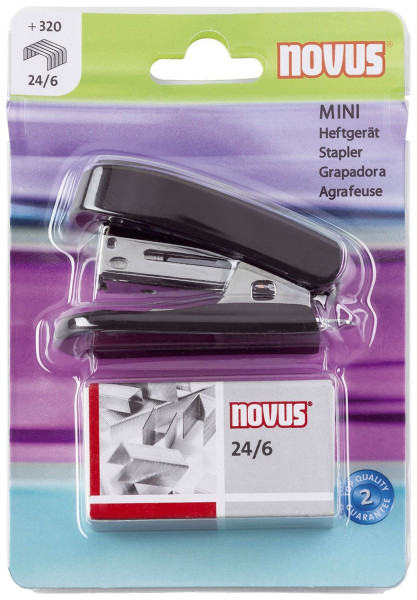 Novus® Minihefter + Klammern - 12 Blatt, schwarz