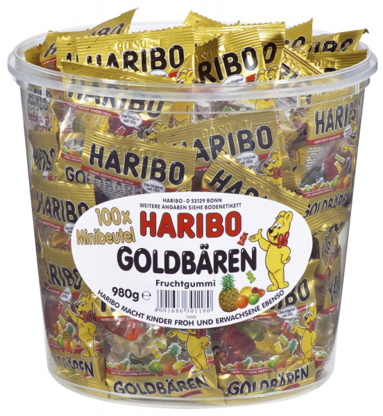 Haribo Fruchtgummi mini Goldbären, 100 Minibeutel
