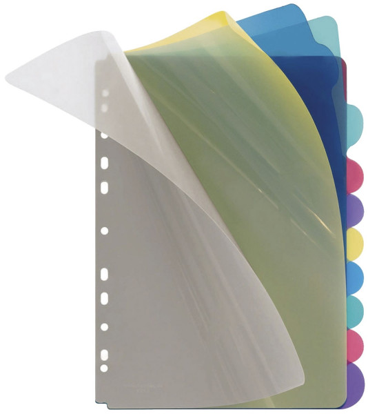 25 Veloflex® Register, blanko, PP, A4, 10 Blatt, farbig