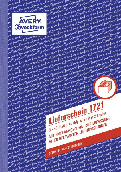 Zweckform 1721 Lieferscheinbuch, A5, 3x40 Blatt