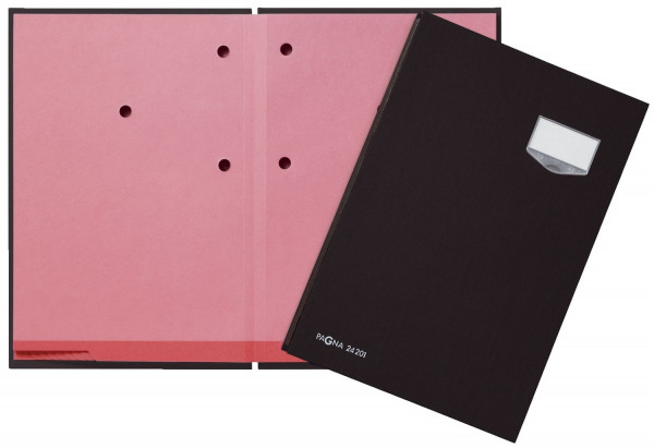 Pagna® Unterschriftsmappe schwarz DE LUXE - Leinen-Einband, mit 20 Fächern