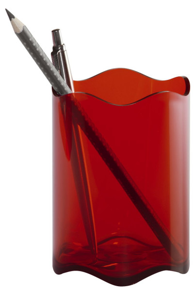 Stifteköcher TREND, 1 Fach, Polystyrol, 80 x 102 mm, transluzent rot
