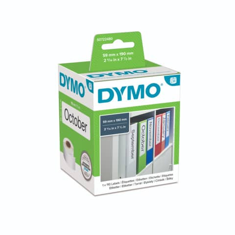 Dymo® 99019 Etikettenrollen Ordneretikett breit, 59x190mm, weiß