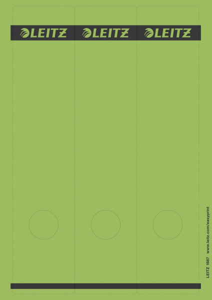 1687 PC-beschriftbare Rückenschilder - Papier, lang/breit, 75 Stück, grün