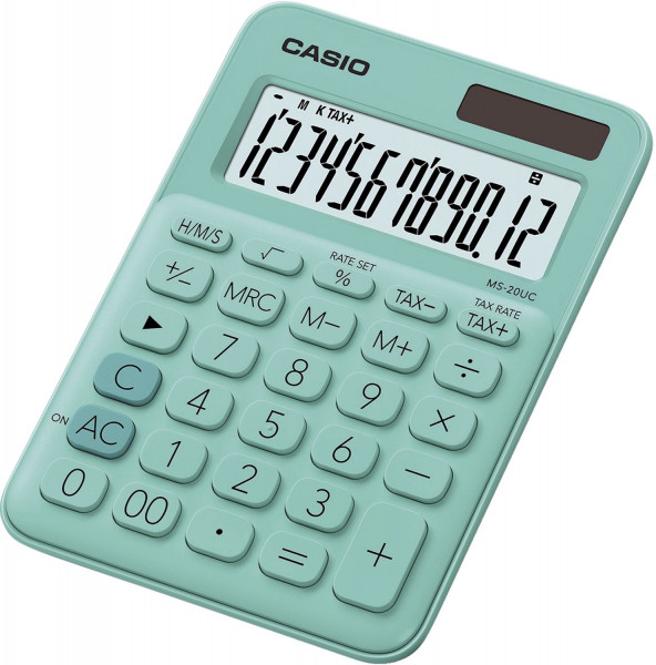 Casio® Tischrechner MS20 hellgrün - Solar-/Batteriebetrieb, 12stellig, LC-Display