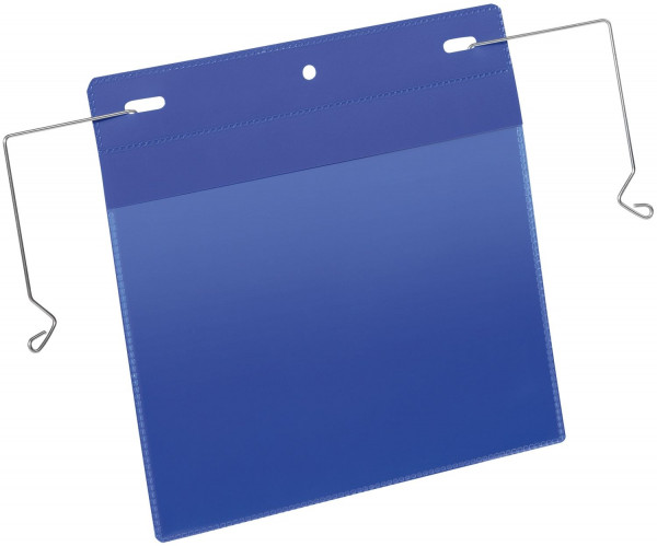 Durable 1752 blau Kennzeichnungstasche mit Drahtbügel - A5 quer, 50 Stück