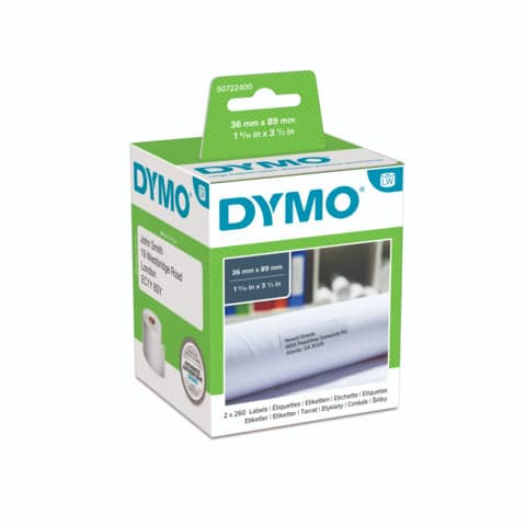 Dymo S0722400 Etikettenrollen, Adressetikett, 36x89 mm, weiß