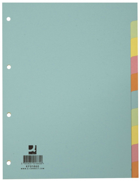 Q-Connect Register Karton blanko, A4 10 Blatt Taben 10-farbig