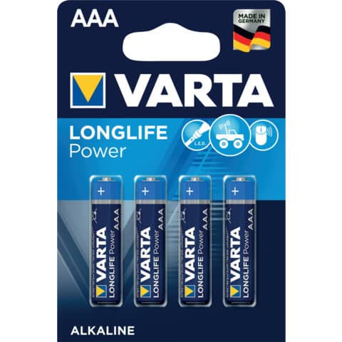 Varta Batterien HIGH ENERGY - Micro LR03 AAA, 1,5 V VE 4 Stück