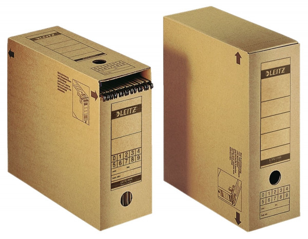 Leitz 6086 Archiv-Schachtel, A4, mit Verschlussklappe, naturbraun