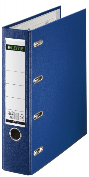 Leitz 1012 Plastik Doppelordner blau - 2x A5 quer, 75 mm,