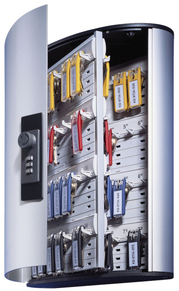 Schlüsselkasten KEY BOX - 72 Haken, mit Zahlenschloss und Panel, grau