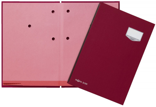 Pagna® Unterschriftsmappe rot DE LUXE - Leinen-Einband, mit 20 Fächern