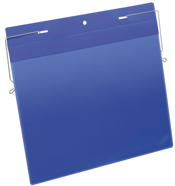 Durable 1754 07 blau Kennzeichnungstasche mit Drahtbügel - A4 quer, 50 Stück