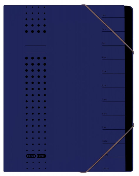 Ordnungsmappe chic, Karton (RC), 450 g/qm, A4, 12 Fächer, dunkelblau