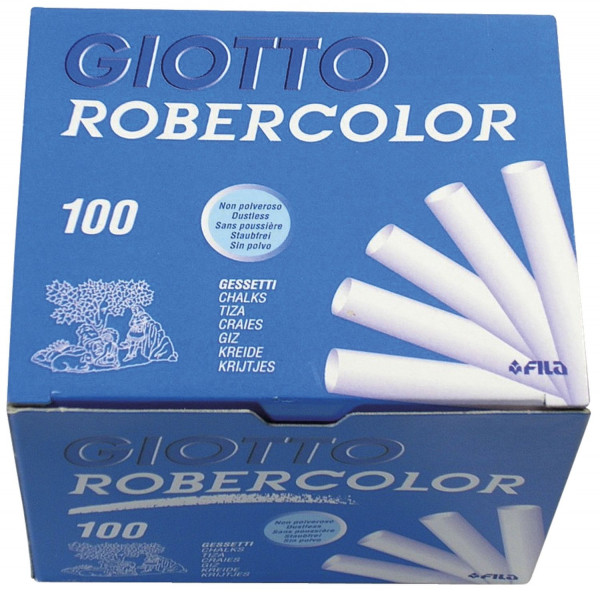 Tafelkreide Robercolor, rund, weiß, Länge 80 mm, 100 Stück
