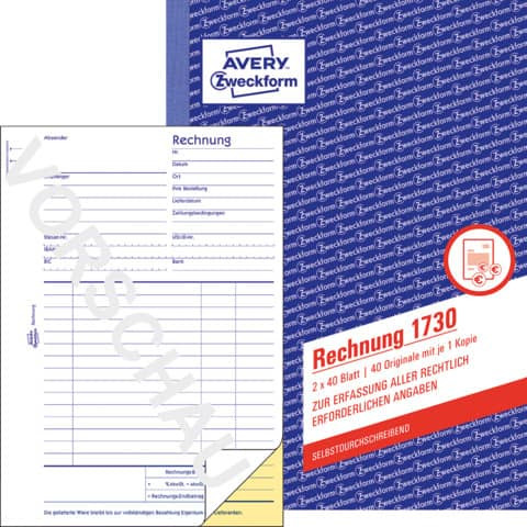 Zweckform 1730 Rechnungsbuch A5, SD, 2x40 Blatt