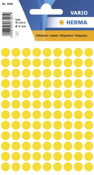Herma 1841 Markierungspunkte gelb Ø 8 mm rund matt 540 St.