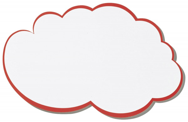 Moderationskarte,Wolke, 620 x 370 mm, weiß mit rotem Rand, 20 Stück