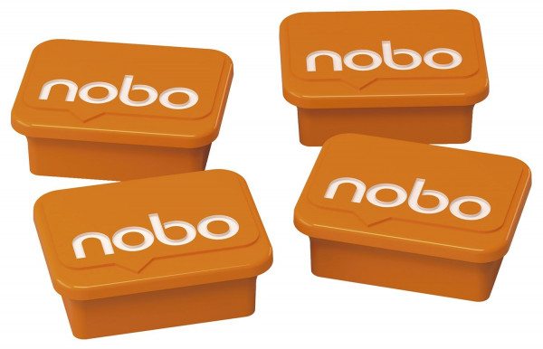 nobo® Magnet eckig, 18 x 22 mm, orange, 4 Stück