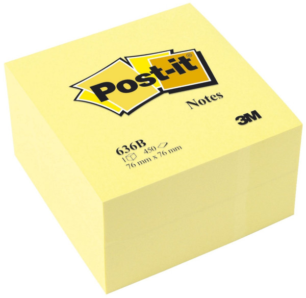 Post-it® 636B Haftnotiz-Würfel - 76 x 76 mm, gelb