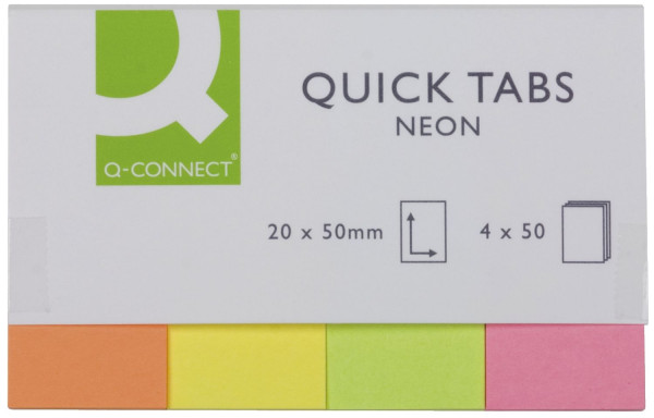 Q-Connect Haftmarker Neon 20x50mm, 4x40 Streifen