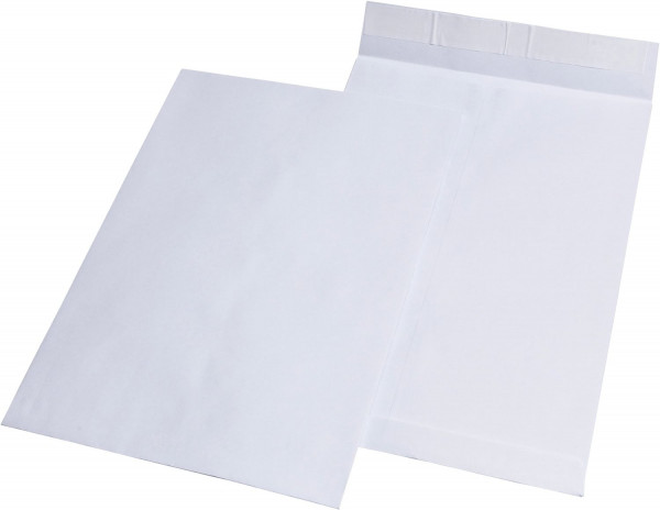 Faltentaschen C4, ohne Fenster, mit 20 mm-Falte, 120g weiß, 100 Stück