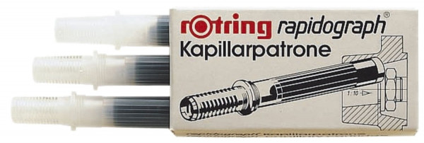 Rotring Kapillarpatrone für rotring Rapidograph Tuschefüller, schwarz, Packung à 3St.