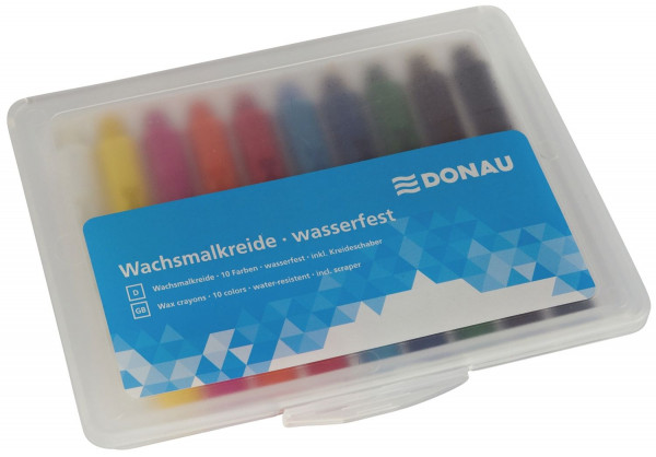 Wachsmalstiftetui - 10 Farben, wasserfest, Etui