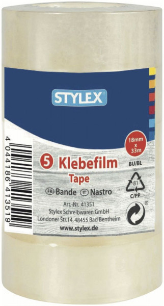 Toppoint® Klebefilm - 18 mm x 33 m, transparent, 5 Rollen
