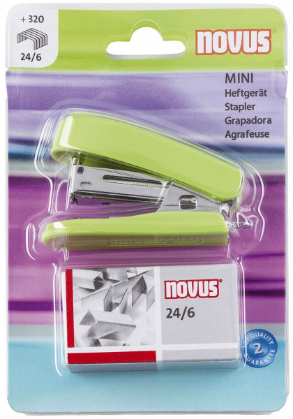 Novus® Minihefter + Klammern - 12 Blatt, hellgrün