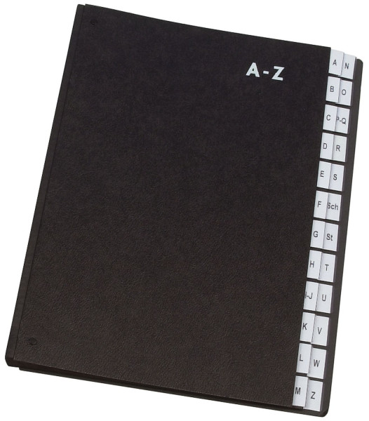 Q-Connect Pultordner Pappe A-Z, 24 Fächer, schwarz