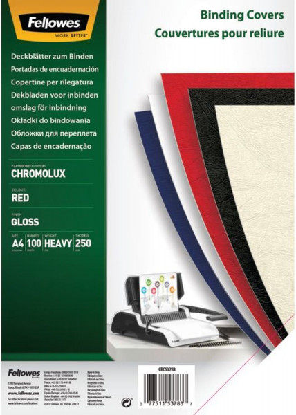 Deckblätter Chromolux - A4 Deckblätter, rot, 100 Stück