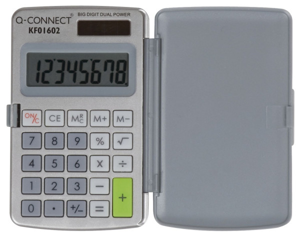 Q-Connect Taschenrechner, 8 stellig, grau,