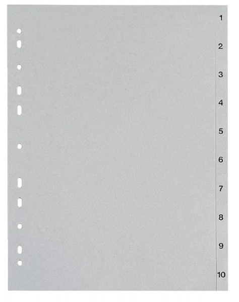 Zahlenregister 0-10, PP, A4, 11 Blatt, grau