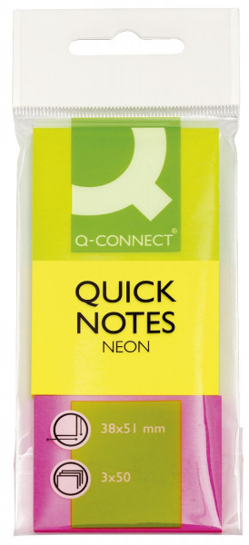 Q-Connect Haftmarker Neon 40x50mm, 3x50 Streifen